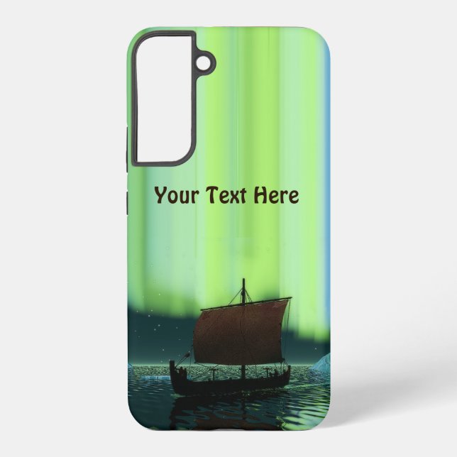 Viking Ship Under Northern Lights Samsung Galaxy Case (Back)
