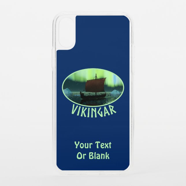 Viking Ship Under Northern Lights Uncommon iPhone Case (Back)