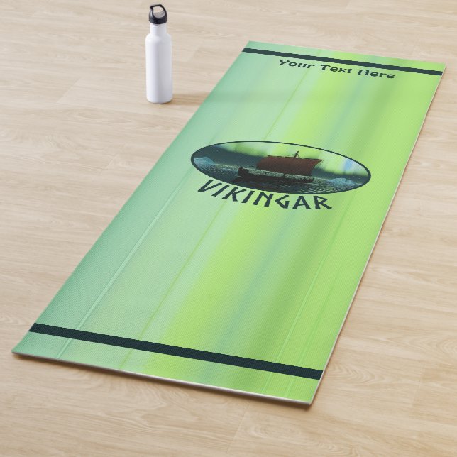Viking Ship Under Northern Lights Yoga Mat (In Situ)