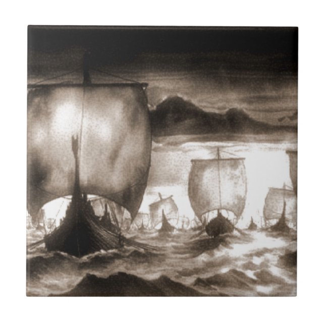 VIKING SHIPS CERAMIC TILE (Front)