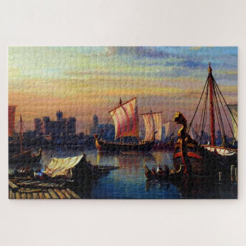 Viking Ships on River Thames Everhardus Koster Jigsaw Puzzle