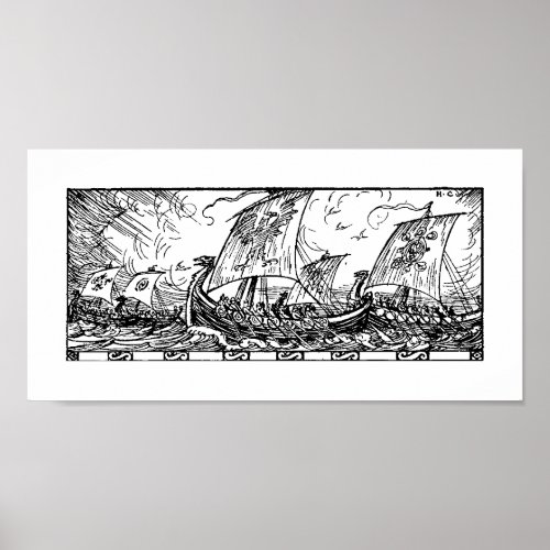 Viking Ships Poster