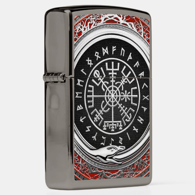Viking Silver: Magic Runic Compass Zippo Lighter (Right)