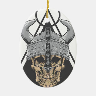 Viking Skull Ceramic Ornament