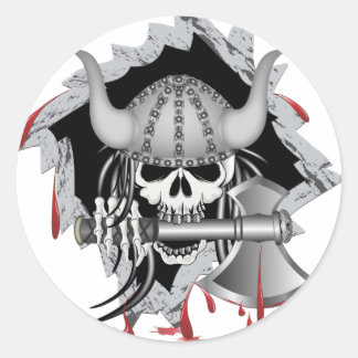 Viking Skull Classic Round Sticker