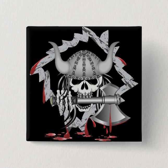 Viking Skull Pinback Button (Front)