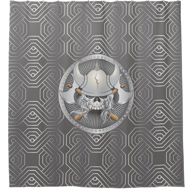 Viking Skull Shower Curtain (Front)