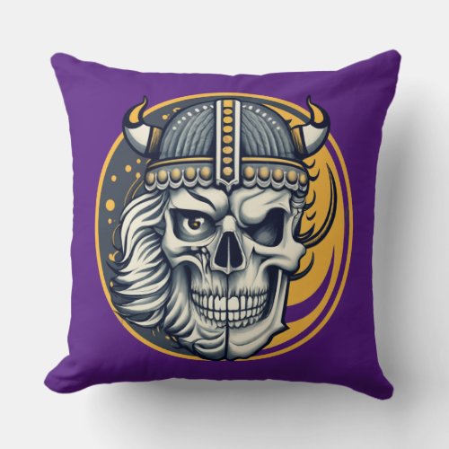 Viking skull Throw Pillow