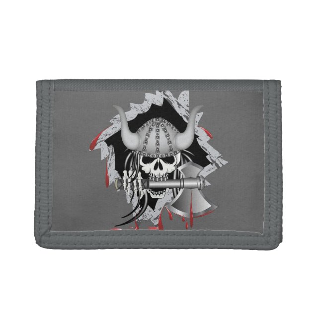 Viking Skull Trifold Wallet (Front)