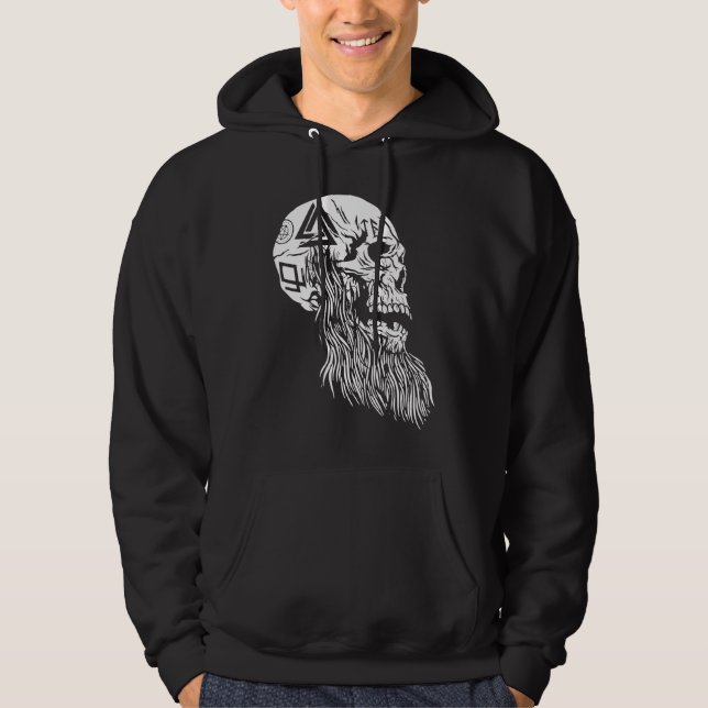 Viking Skull Weird Bizarre Fun Dark Hoodie (Front)
