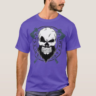 Viking Skull With Axes and Norse Runes T-Shirt