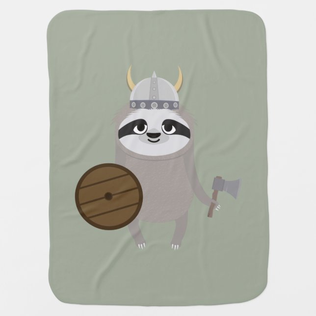 Viking Sloth with helmet Baby Blanket (Front)