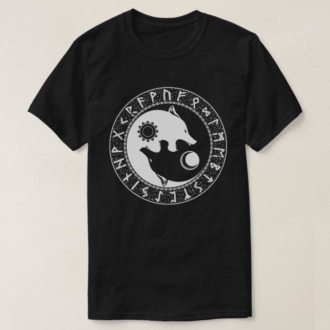 Viking Sons Of Fenrir Yin Yang Wolf T-Shirt (Design Front)