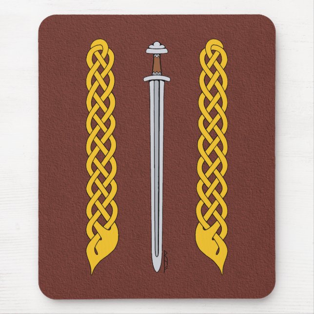Viking Sword and Plaitwork Mouse Pad (Front)