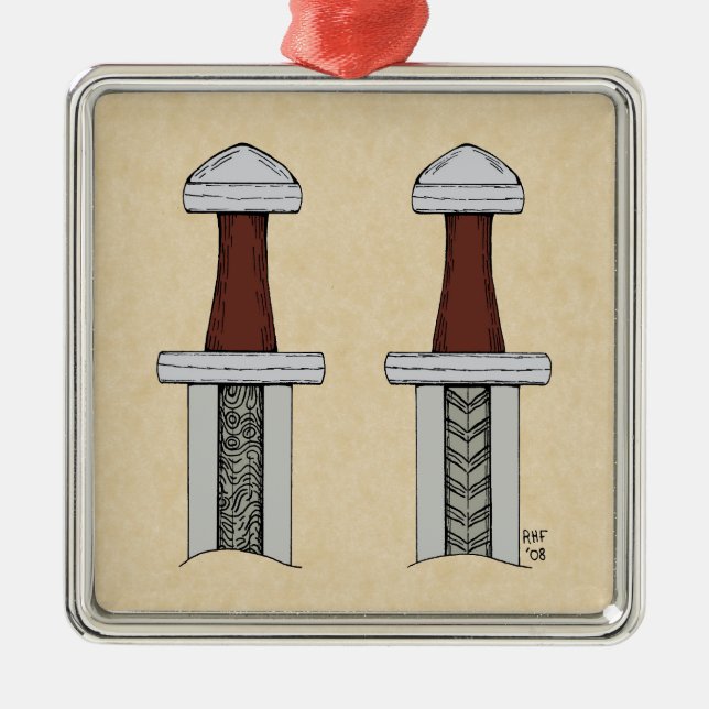 Viking Sword Pattern Welding Metal Ornament (Front)