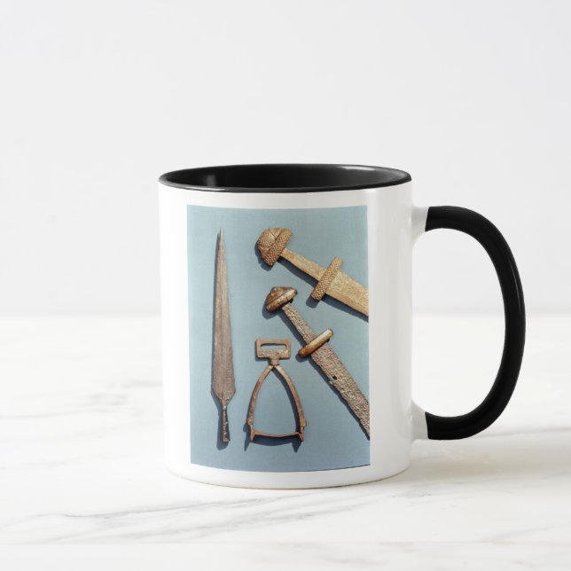 Viking swords, stirrup and spearhead mug (Right)