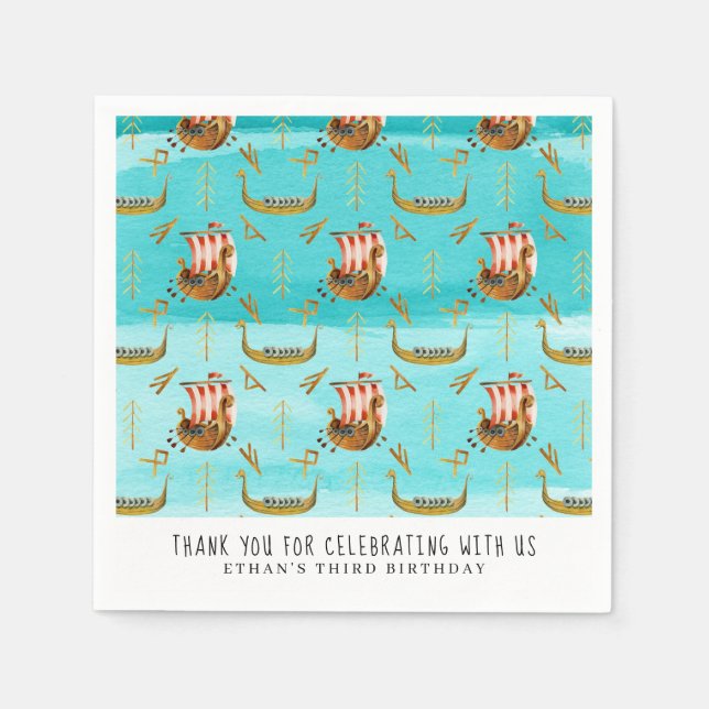 Viking Themed Birthday Party Napkins (Front)