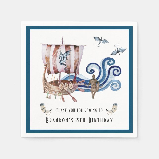 Viking Themed Birthday Party  Napkins (Front)