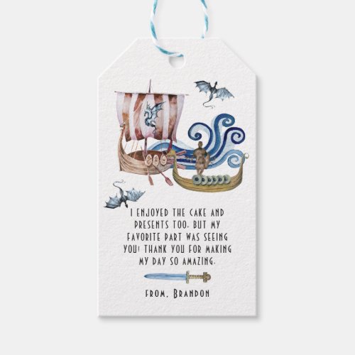 Viking Themed Birthday Party Thank You Favor Gift Tags