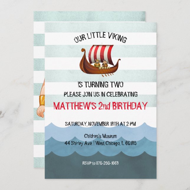Viking Themed Party Invitation (Front/Back)