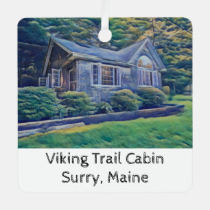 Viking Trail Cabin Watercolor Christmas Ornament
