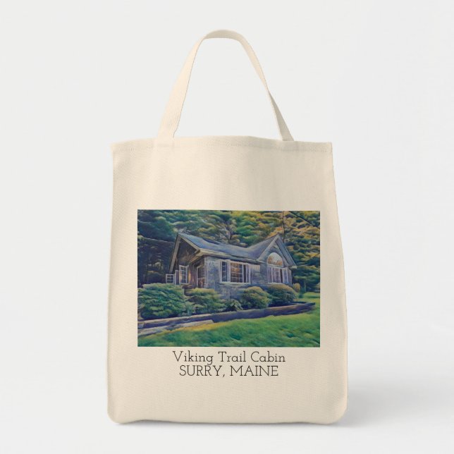 Viking Trail Cabin Watercolor Tote Bag (Front)
