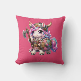 Viking Unicorn Warrior Throw Pillow