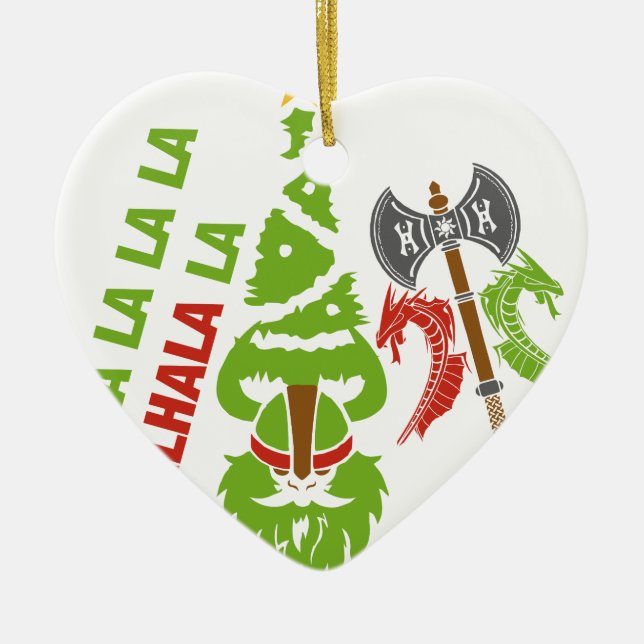 Viking Valhalla Christmas Holiday Ceramic Ornament (Front)