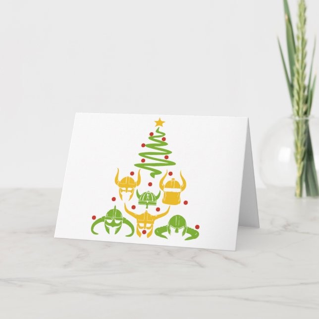 Viking Valhalla Christmas Tree Holiday Card (Front)
