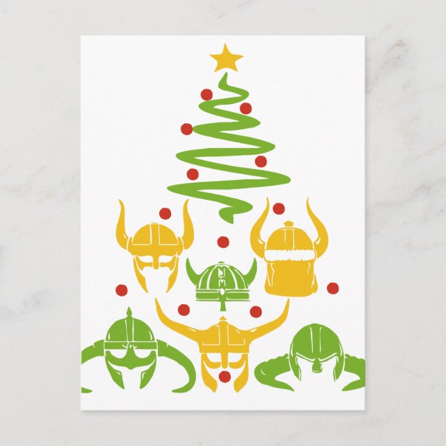 Viking Valhalla Christmas Tree Holiday Postcard (Front)
