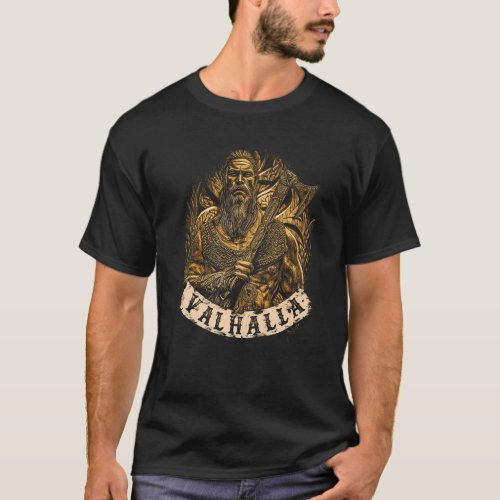 Viking Valhalla Portrait Norse Mythology Viking Ax T_Shirt