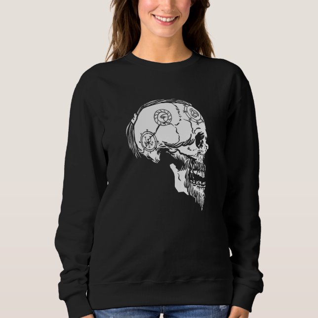 Viking Valhalla Skull Norse Mythology Braided Hair Sweatshirt (Front)