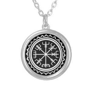 Viking Vegvisir Compass Silver Plated Necklace