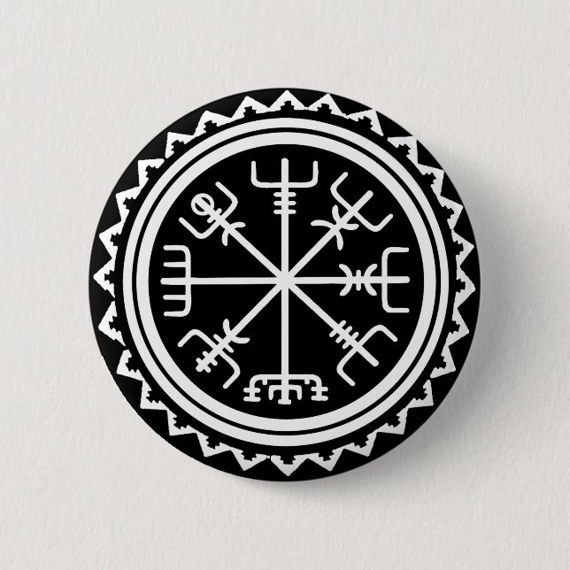 Viking Vegvisir Nautical Compass Button (Front)