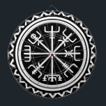 Viking Vegvisir Nautical Compass Dartboard With Darts<br><div class="desc">This mysterious nautical design represents "Vegvisir, " which is a Viking term for "direction sign" or "see the way." This helps you find your way. It is a "brun rune" or, sea charm. It would make a lovely gift for a Mariner, sailor, or nautical person. The surrounding symbols represent the...</div>