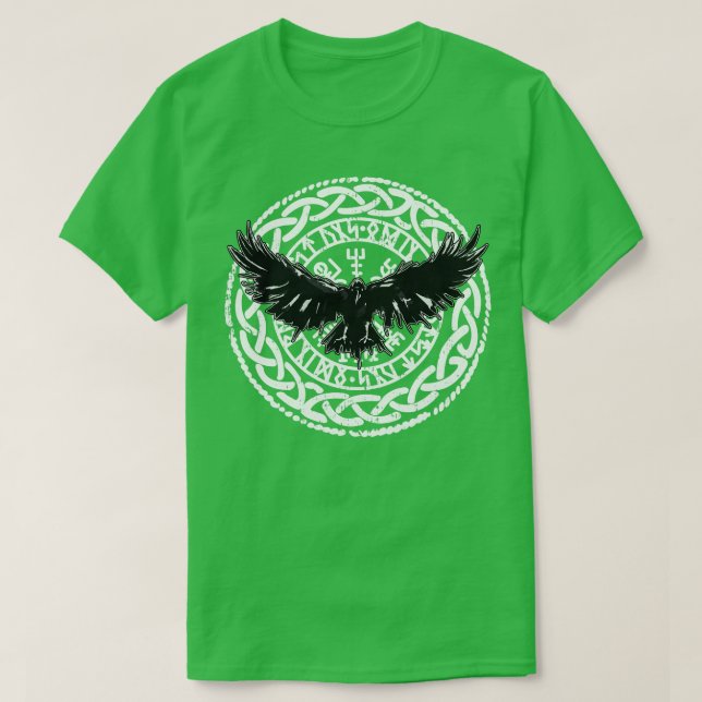 Viking Vikings Nordic Norse Scandinavian Raven Veg T-Shirt (Design Front)