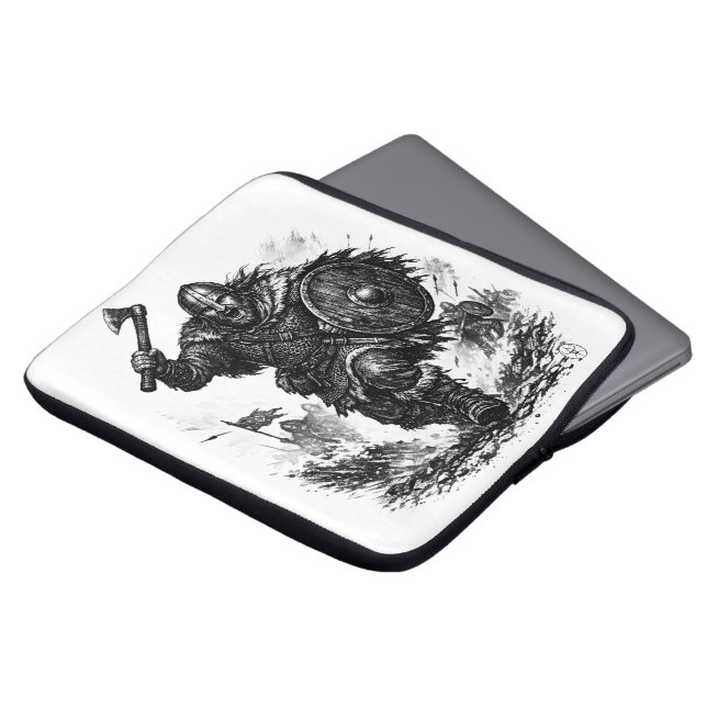 Viking Warrior Charge – Ink Battle Laptop Sleeve (Front Top)