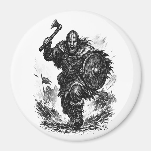 Viking Warrior Charge – Ink Battle Magnet (Front)