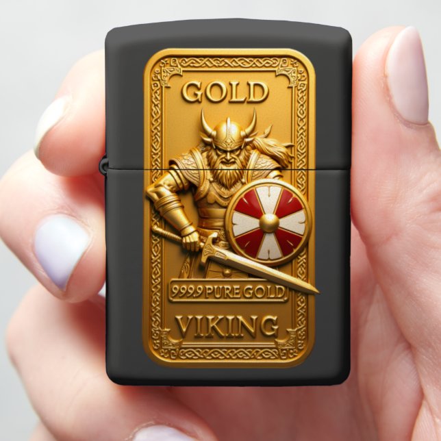 Viking Warrior Gold Bullion Zippo Lighter (In Hand)