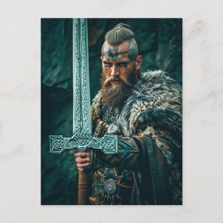 Viking Warrior in Authentic Attire Postcard