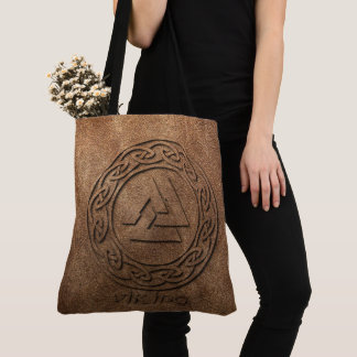 Viking Warrior Leather Print Tote Bag