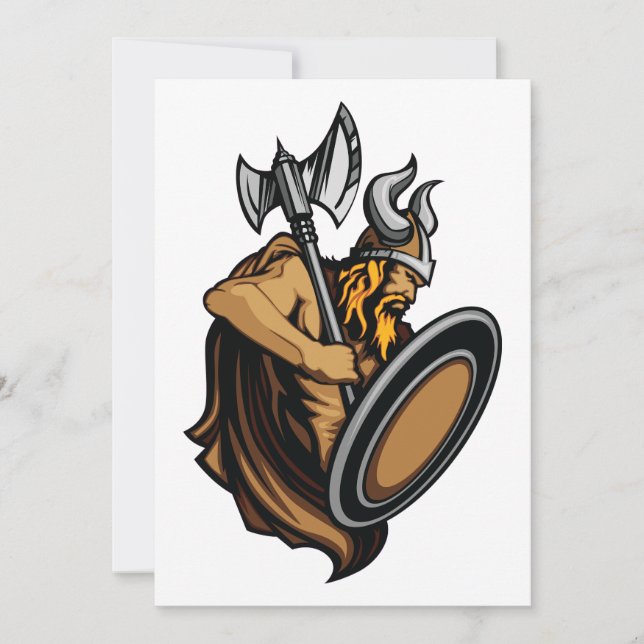 Viking Warrior Norse Barbarian with Axe and Shield Invitation (Front)