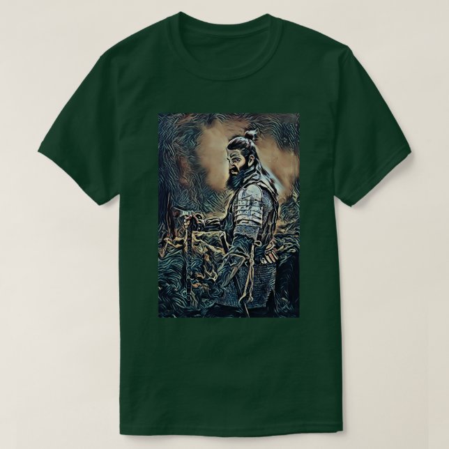 Viking warrior raider with axe digital art picture T-Shirt (Design Front)