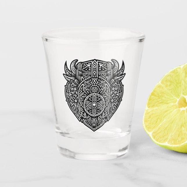 Viking Warrior Shield Shot Glass (Front)