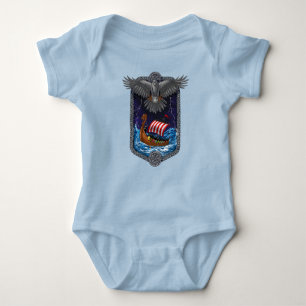 Viking Warrior Ship Raven Baby Bodysuit