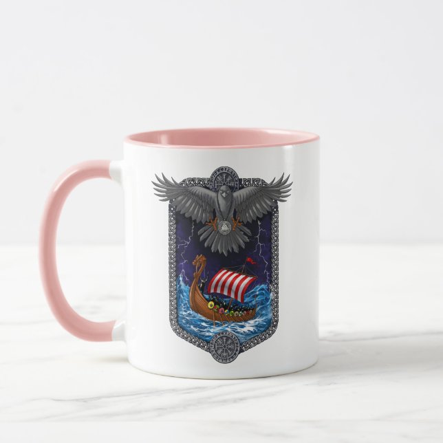 Viking Warrior Ship Raven Mug (Left)