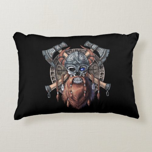 Viking Warrior Skull Accent Pillow