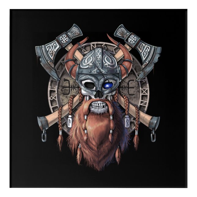 Viking Warrior Skull Acrylic Print (Front)