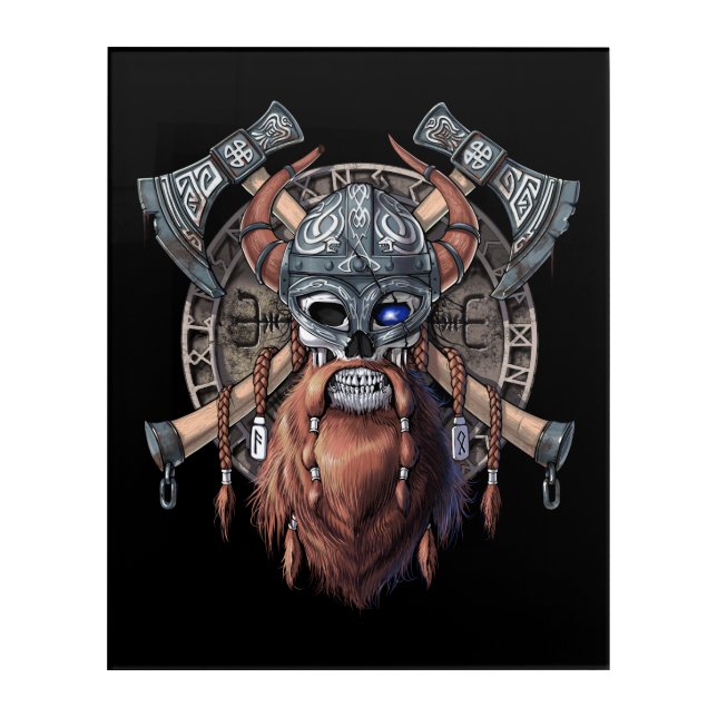 Viking Warrior Skull Acrylic Print (Front)
