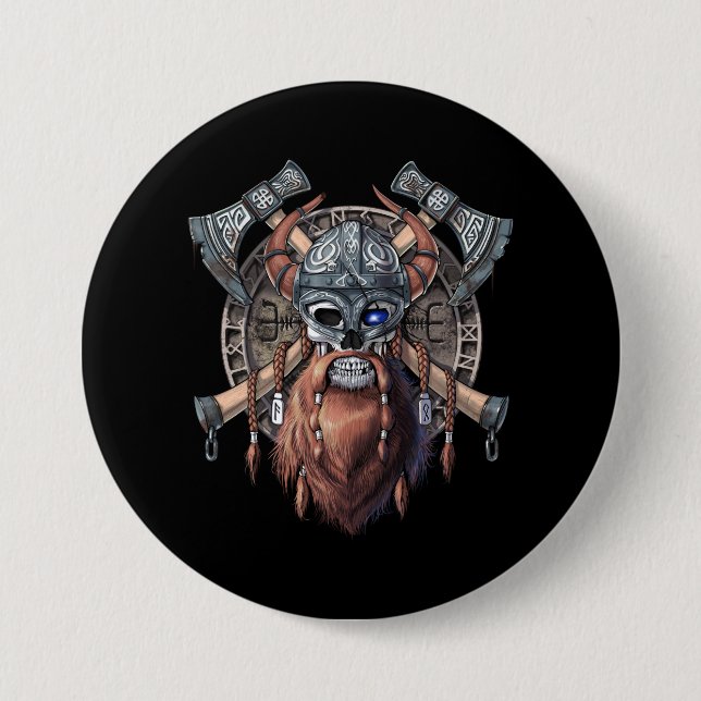 Viking Warrior Skull Button (Front)